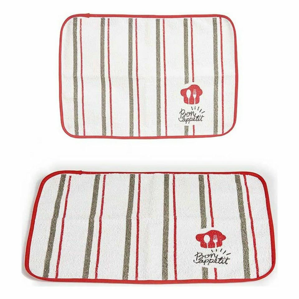 Kinvara Bon Appetit placemat wit/rood 33×48 cm set 12 stuks