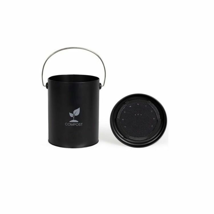 Livoo MES154N keukencompostemmer 6L zwart met koolfilter