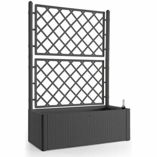 Stefanplast Natural Deluxe planter with rack 100 cm Self-watering plant pot Stefanplast Natural Deluxe Rectangular Anthracite 100 x 43 x 142 cm | Huisbest.nl