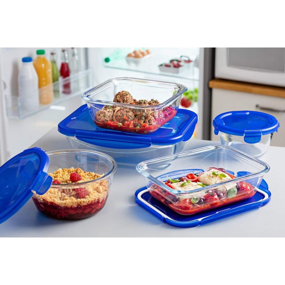 Voedselopslagcontainer Pyrex Blauw Transparant 800 ml (2 Stuks)