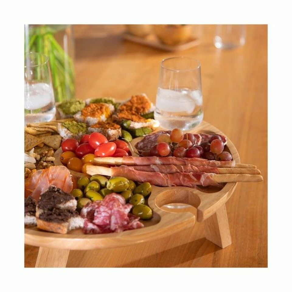 Livoo MES150 snackdienblad rubberhout met glazenhouders