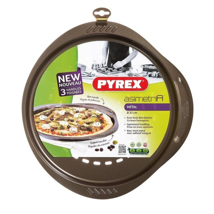 Pyrex asimetriA pizza plate 32 cm PFAS-free easy-grip