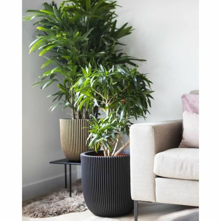 Capi Europe Pot Bulb Rib NL black Ø43 x H41 cm