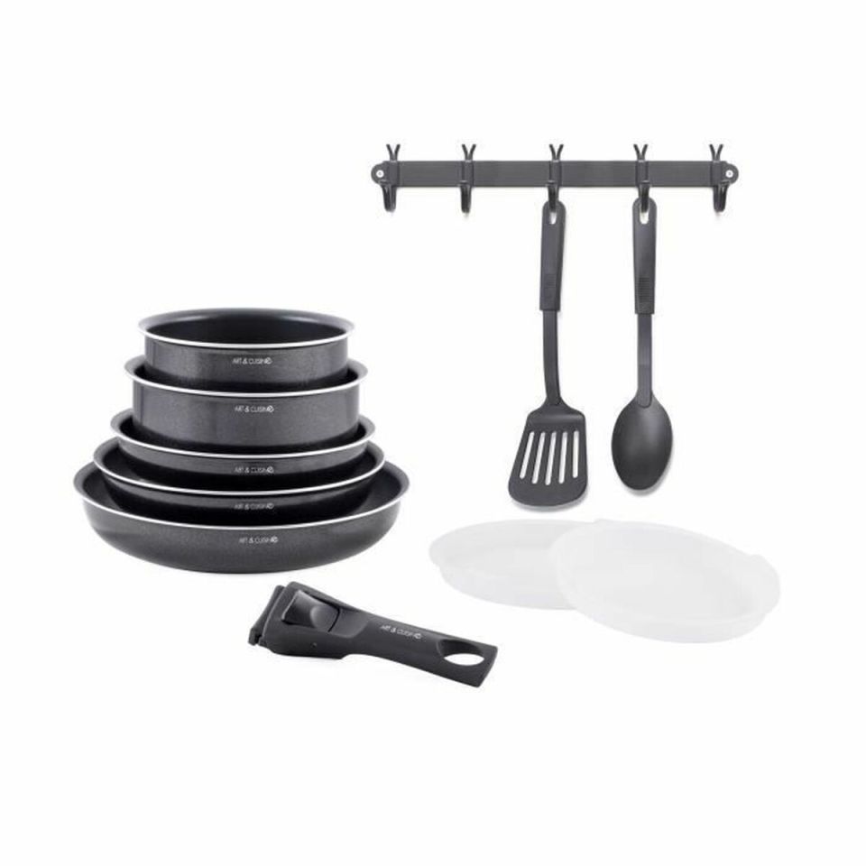 Art & Cuisine AC1083 kookpannenset 10-delig aluminium zwart met antiaanbaklaag