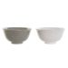 DKD Home Decor kommen set 2 stuks wit/grijs porselein vintage 12,5 cm
