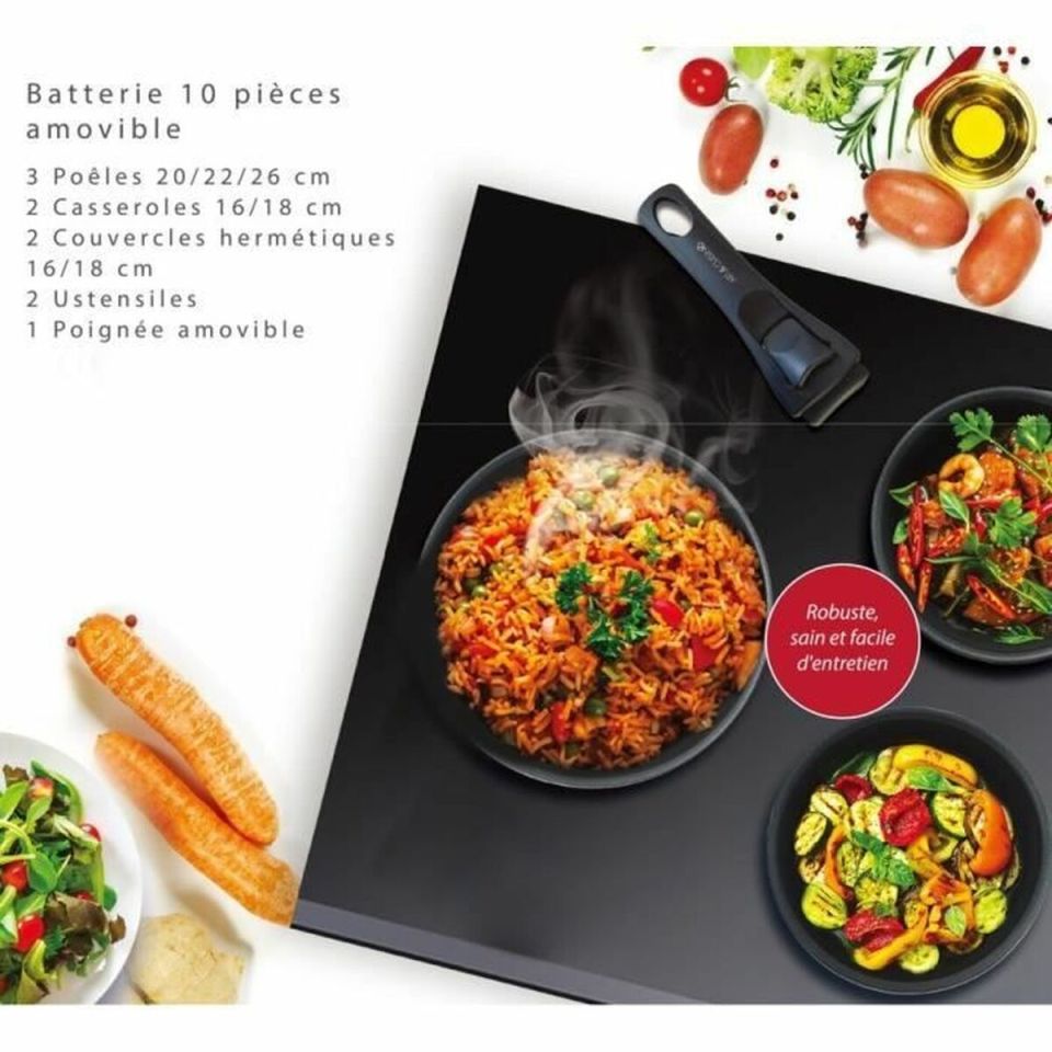 Art & Cuisine AC1083 kookpannenset 10-delig aluminium zwart met antiaanbaklaag