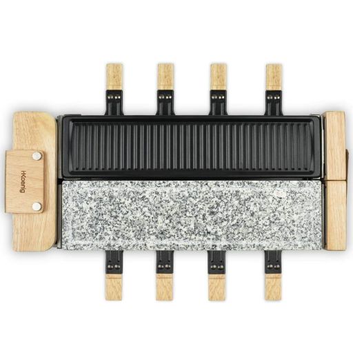 H.Koenig WOD360 raclette with natural stone & grill 1400W Raclette Hkoenig Brown | Huisbest.nl