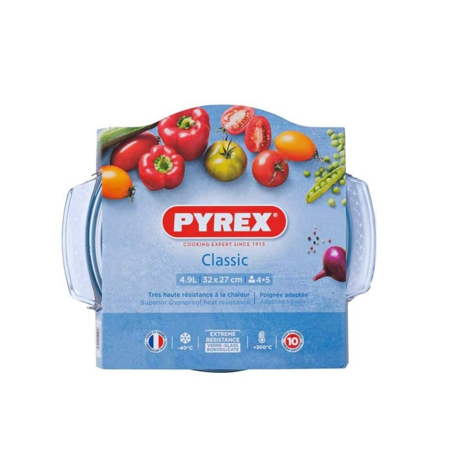 Pyrex Classic round baking dish 4.9L with lid 32cm