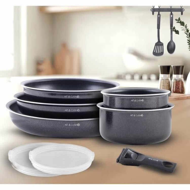 Art & Cuisine AC1083 kookpannenset 10-delig aluminium zwart met antiaanbaklaag