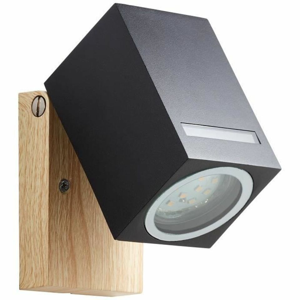 Brilliant Galeni 96375/76 buiten wandspot zwart/naturel IP44 GU10