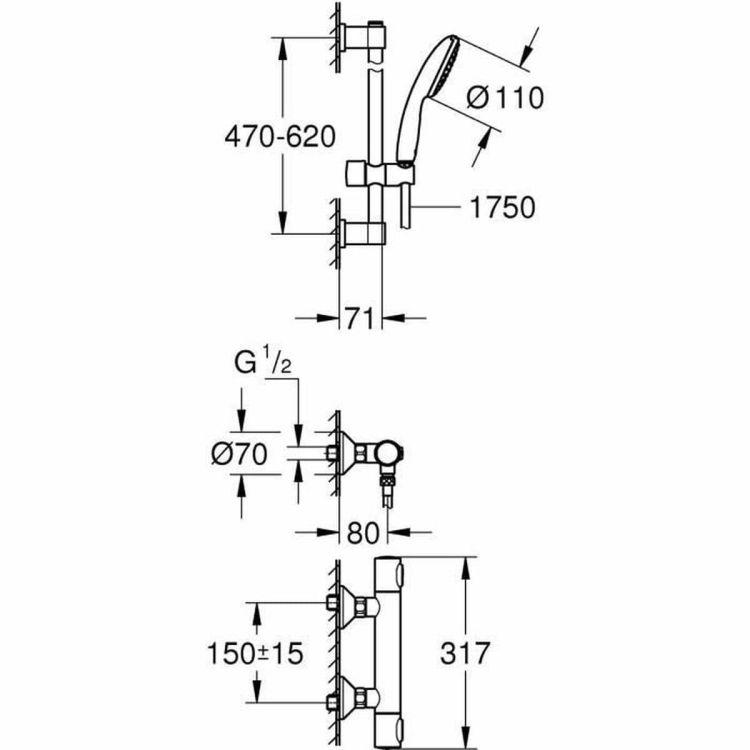 Grohe Precision Flow thermostaat douchekraan chroom
