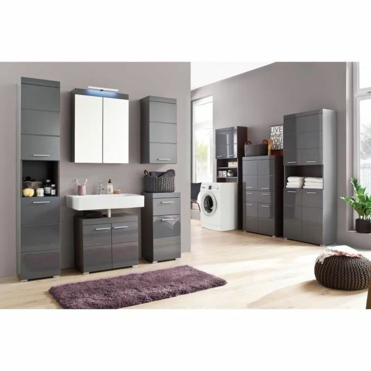 Trendteam Amanda badkamer wandkast grijs hoogglans