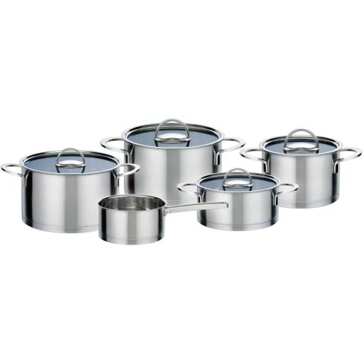 GSW Elegance RVS pannenset inductie zilver 9-delig GSW Elegance pannenset 9-delig RVS voor inductie