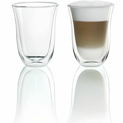 De’Longhi DLSC312 dubbelwandige latte macchiato glazen 330 ml set van 2 DeLonghi DLSC312 dubbelwandige latte glazen set (2 stuks)