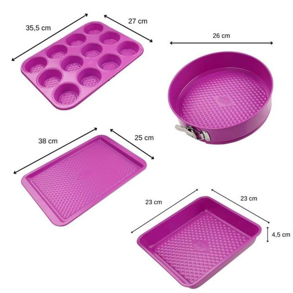 Fackelmann Tasty Pâtisserie baking mold set fuchsia 4-piece