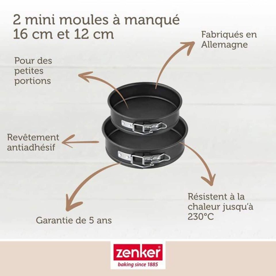 Zenker set of mini springforms 12 & 16 cm black (2-piece)