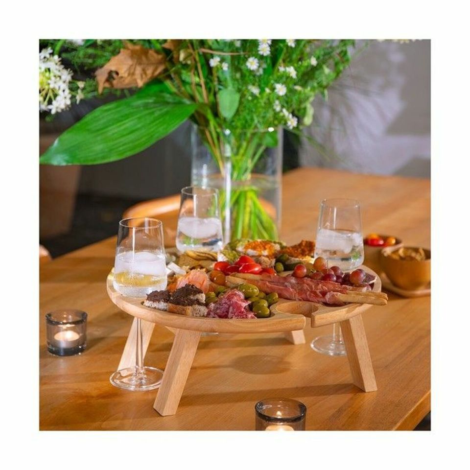 Livoo MES150 snack tray rubber wood with glass holders