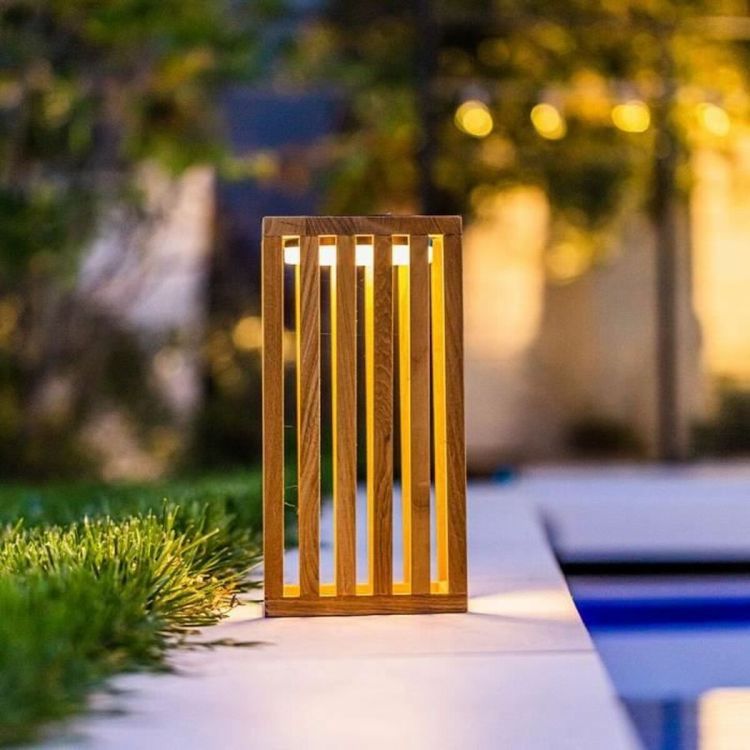 Lumisky CHENNAI solar lantern made of teak 30 cm