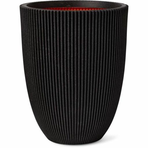 Capi Europe Vaas Elegant Laag Groove NL zwart Ø46 x H58 cm 66L Grondlegger Capi Europe Zwart Plastic Cirkelvormig | Huisbest.nl