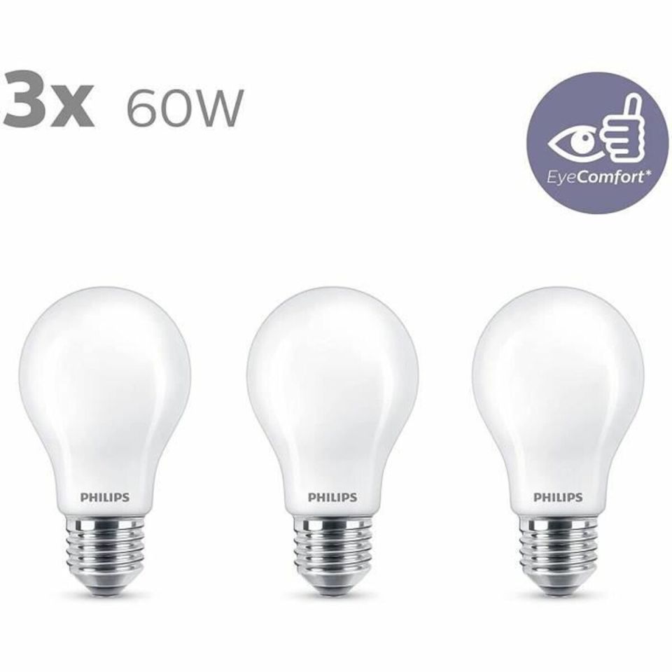 Philips LED filamentlamp mat E27 7W 806lm warmwit 3-pack