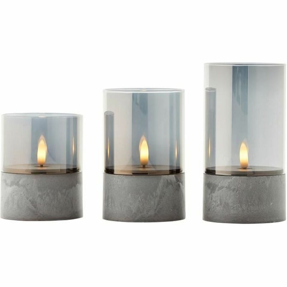 Brilliant Bougie G92635A93 LED kaarsenset 3 stuks grijs/rookglas IP44