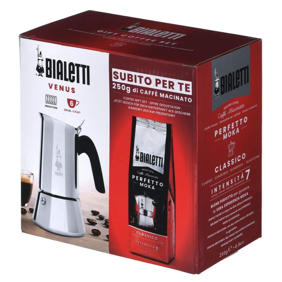 Bialetti New Venus 6-cup moka pot stainless steel silver/black