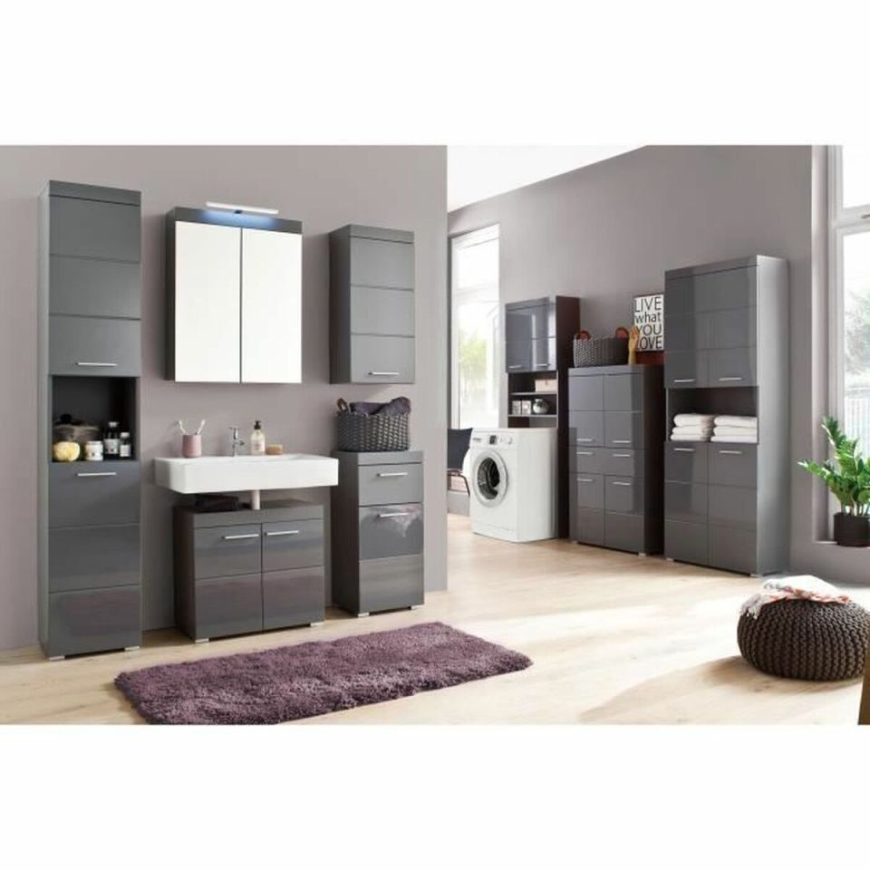 Trendteam Amanda badkamer wandkast grijs hoogglans