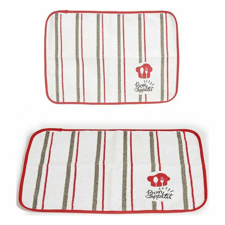 Kinvara Bon Appetit placemat wit/rood 33×48 cm set 12 stuks