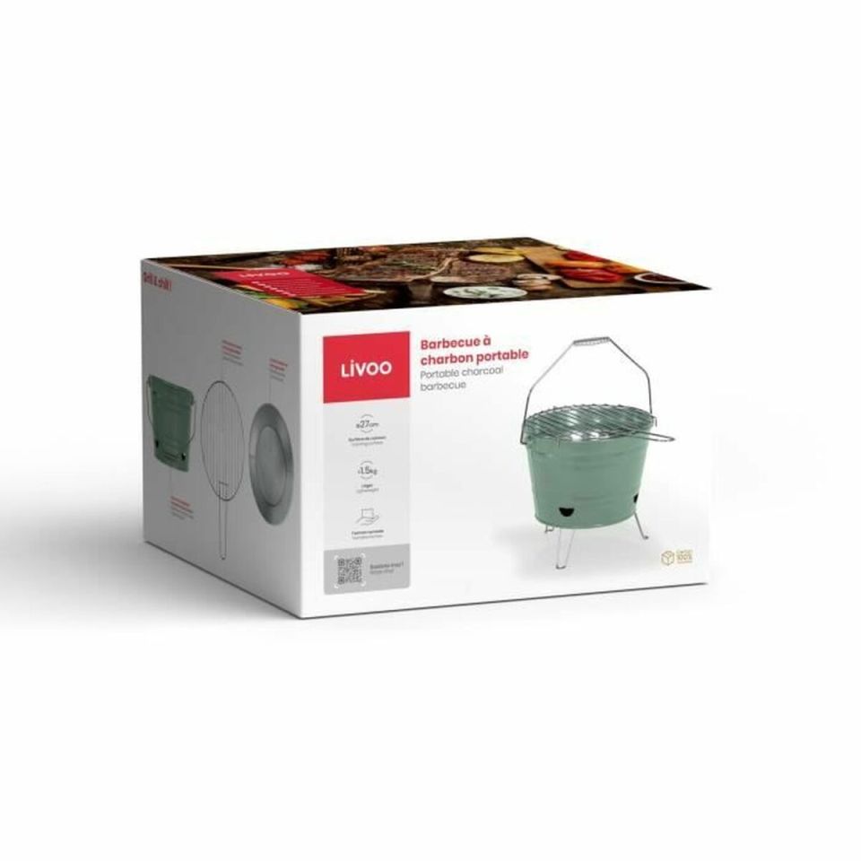 Livoo DOC327V houtskoolbarbecue 27 cm groen
