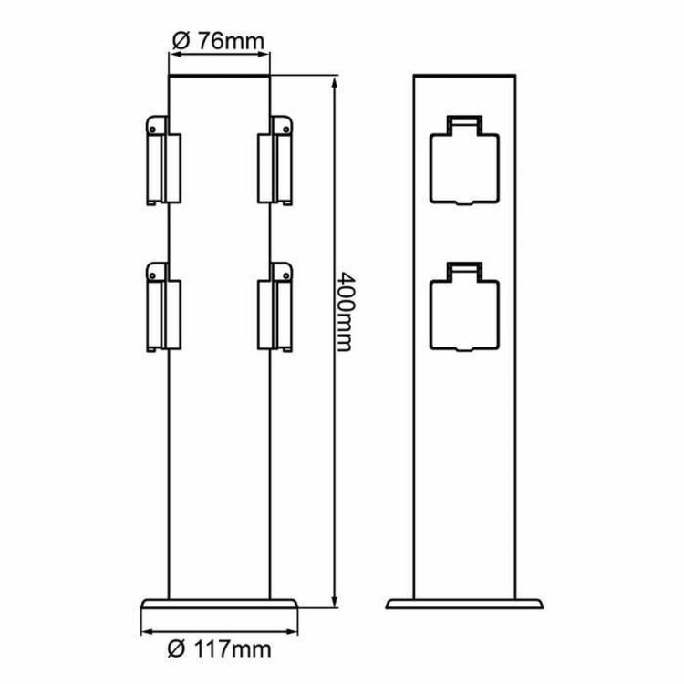 Brilliant Dody 96448A06 outdoor power outlet 4-gang black IP44 40 cm