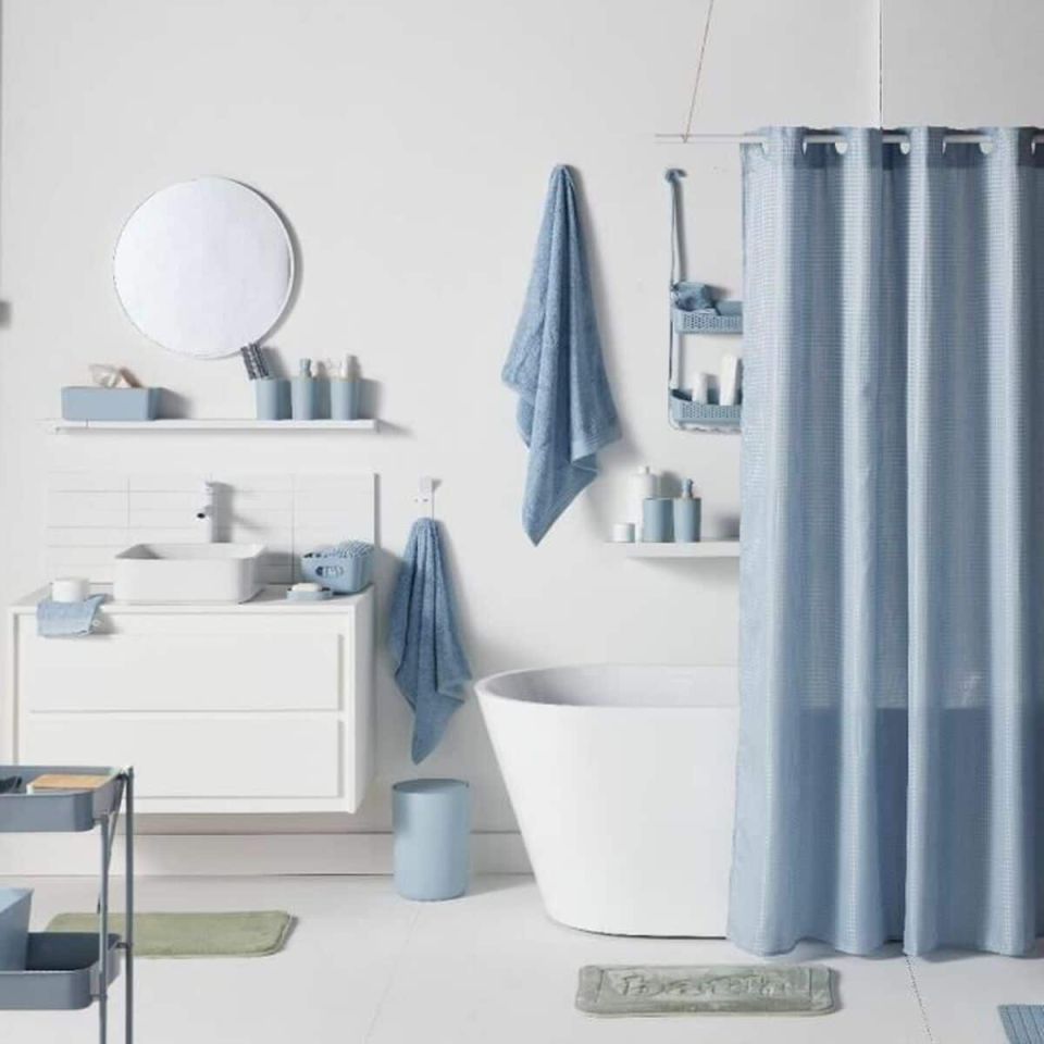 TODAY UTILITY bath set 6-piece blue with bamboo accessories