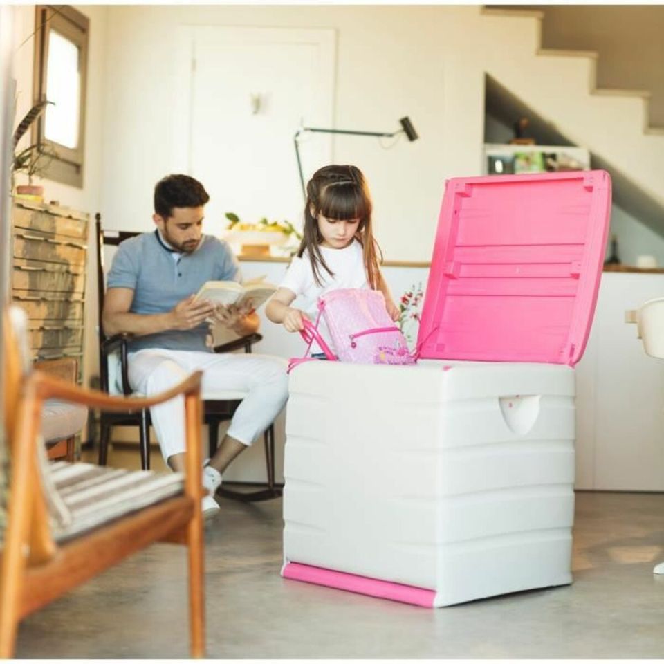 Plastiken Space Saver opbergkist 190L Beige Fuchsia Plastic