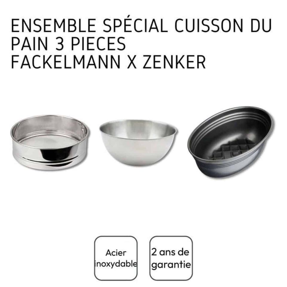 Fackelmann bread baking set with bowl, strainer and bread mold 3-piece