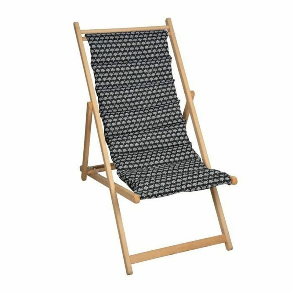 Jardin Privé Helsinki strandligstoel zwart/wit beuken