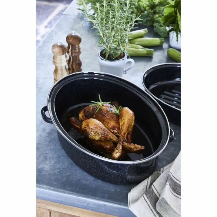 Baumalu cocotte roaster oval 42 cm 11.2L black enamel