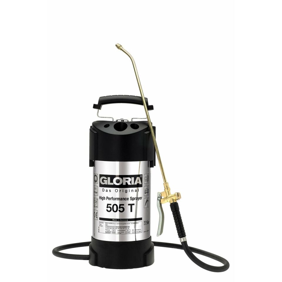 Gloria 505 T RVS hogedrukspuit 5L 6 bar met pomp