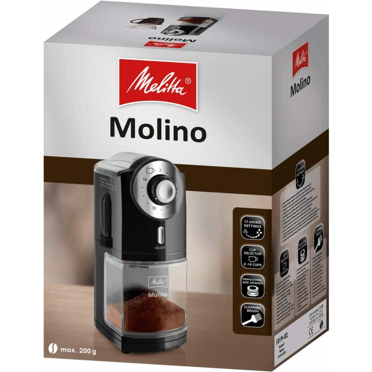 Melitta Molino koffiemolen zwart 200g 17 maalstanden