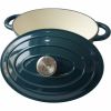 Baumalu ovale braadpan 30 cm geëmailleerd gietijzer blauwgroen